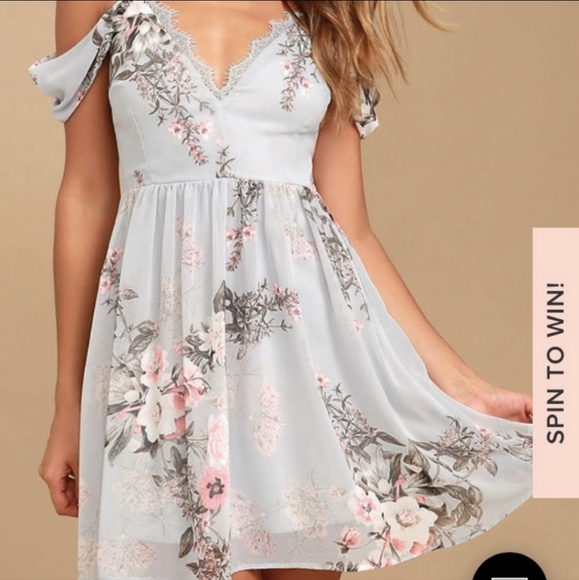 Lulus Dresses & Skirts - Lulu's Light Blue Floral Mini Dress Size Small